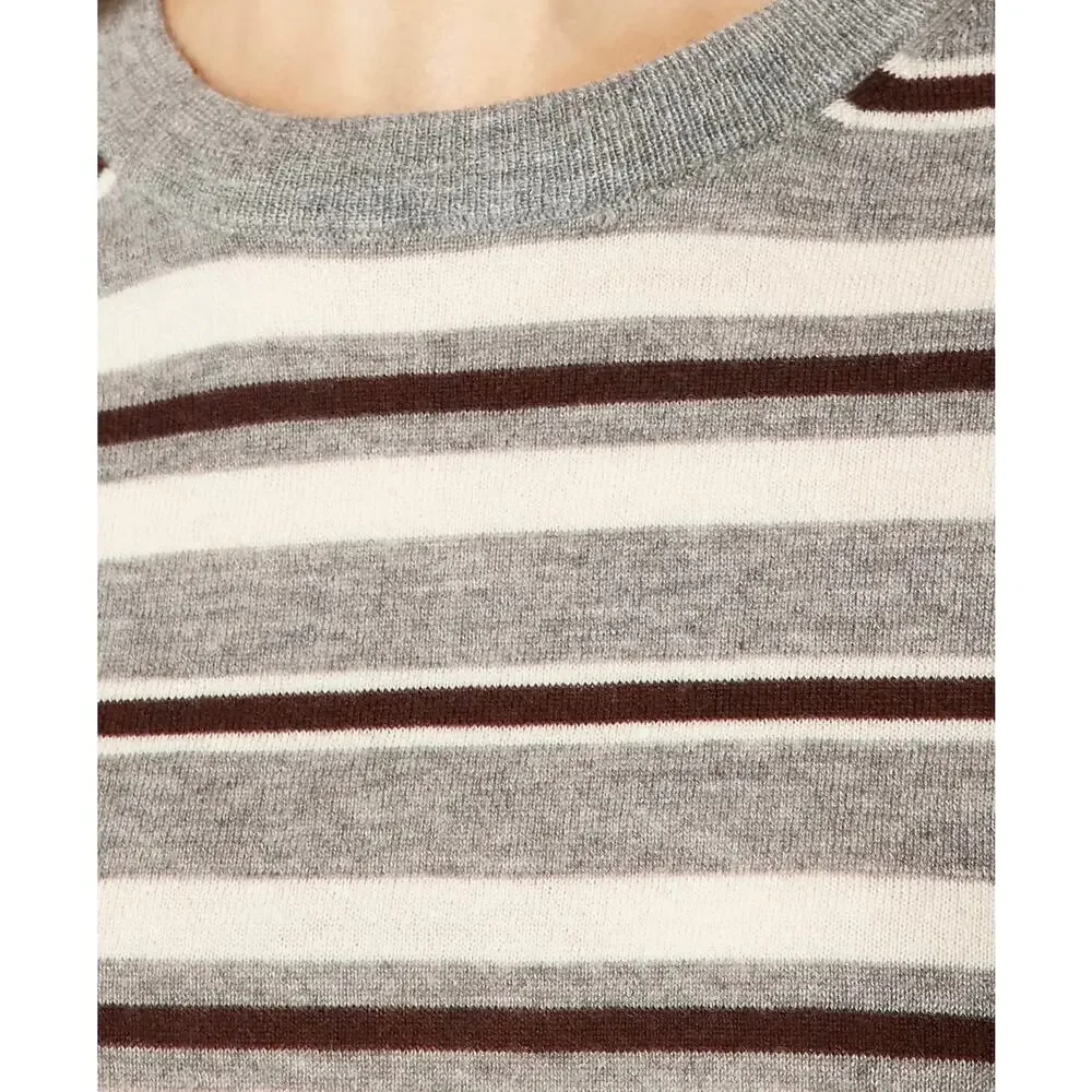 J. Crew Featherweight cashmere relaxed crewneck sweater Heather Graphite NWT L